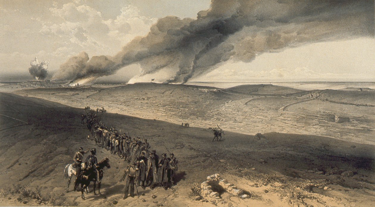 Redan a pokročilé zákopy britského pravého útoku, 1856 od William Crimea Simpson