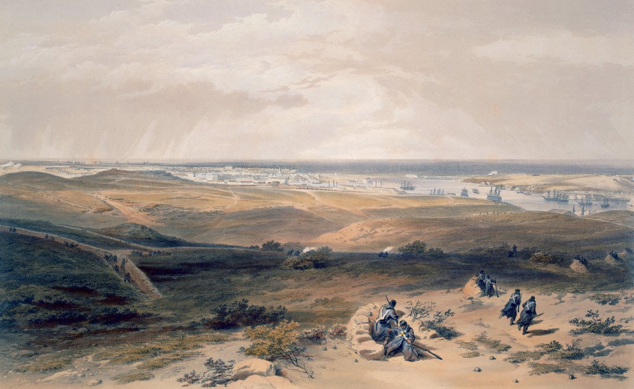 Sebastopol z východu, deska z knihy "The Seat of War in the East", vyd. Paul und Dominic Colnaghi und Co., 1856. od William Crimea Simpson