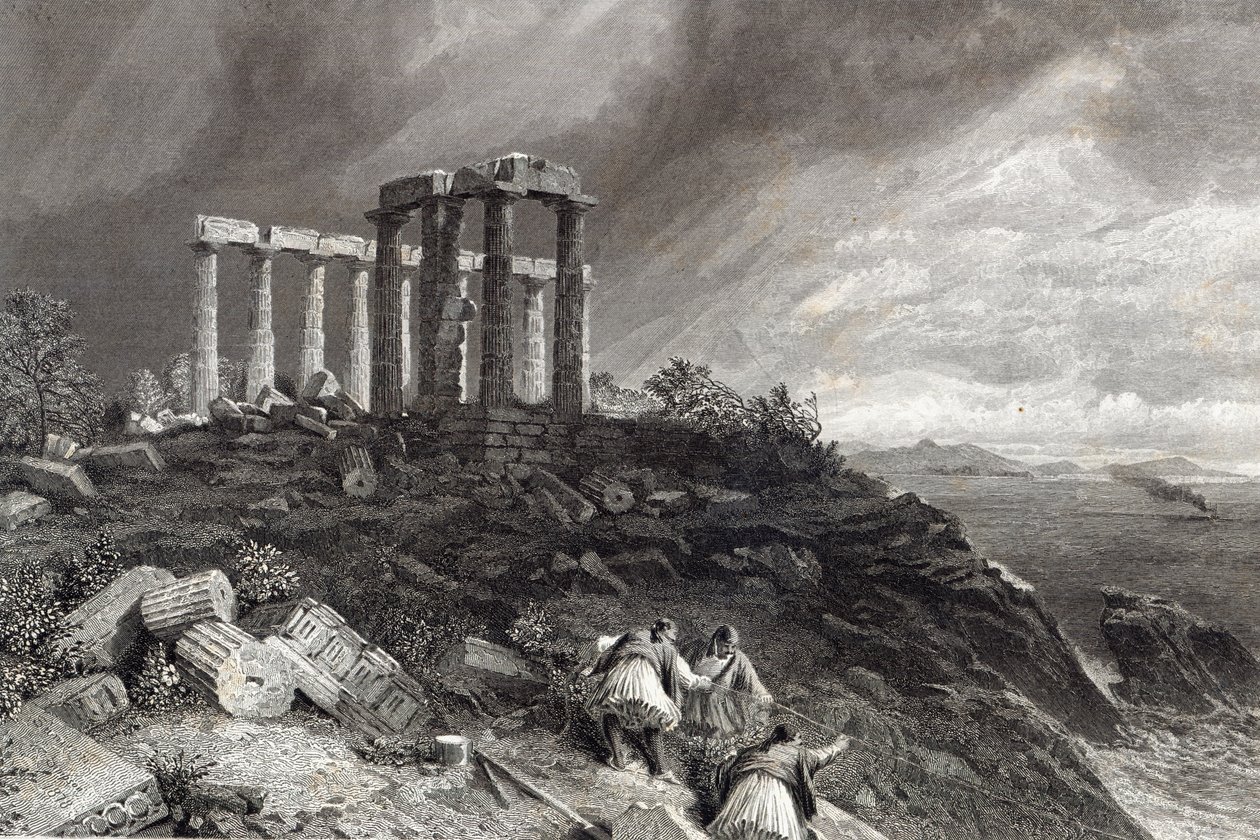 Chrám Minervy Sunium, ryl J. Saddler od William Crimea Simpson
