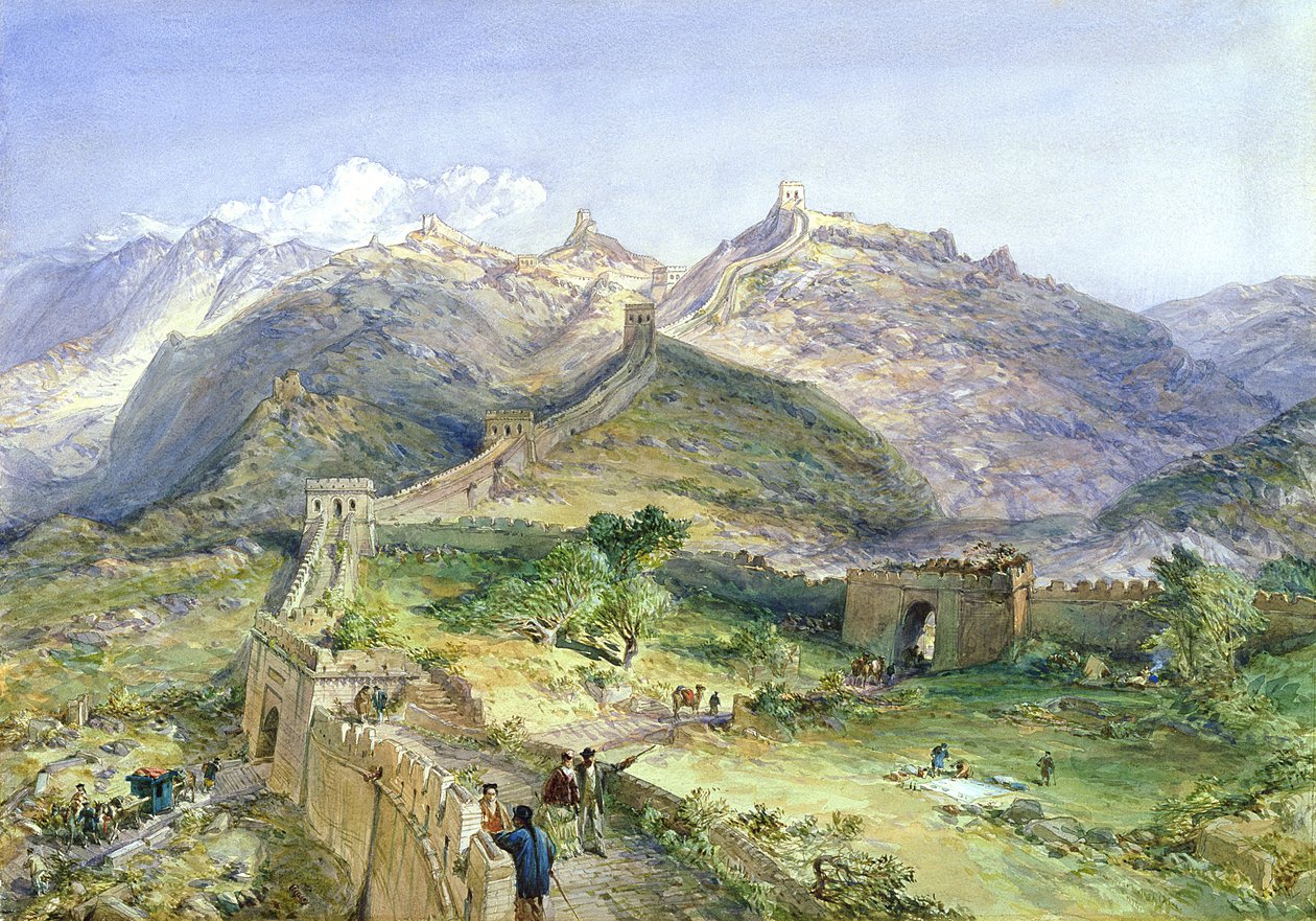 Velká čínská zeď, 1874 (wc a tužka na papíře) od William Crimea Simpson