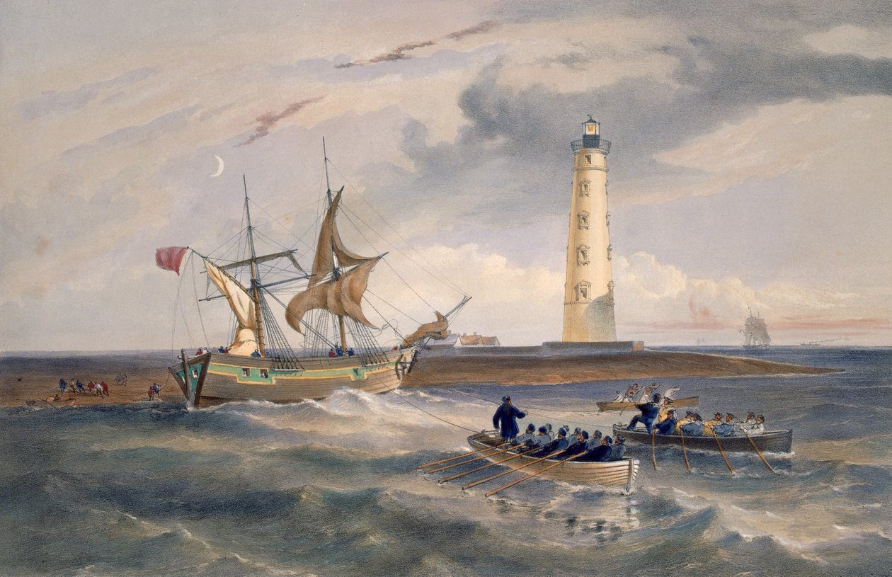 Maják na mysu Chersonese, deska z „The Seat of War in the East“, vydané nakladatelstvím Colnaghi and Co., 1856 od William Crimea Simpson