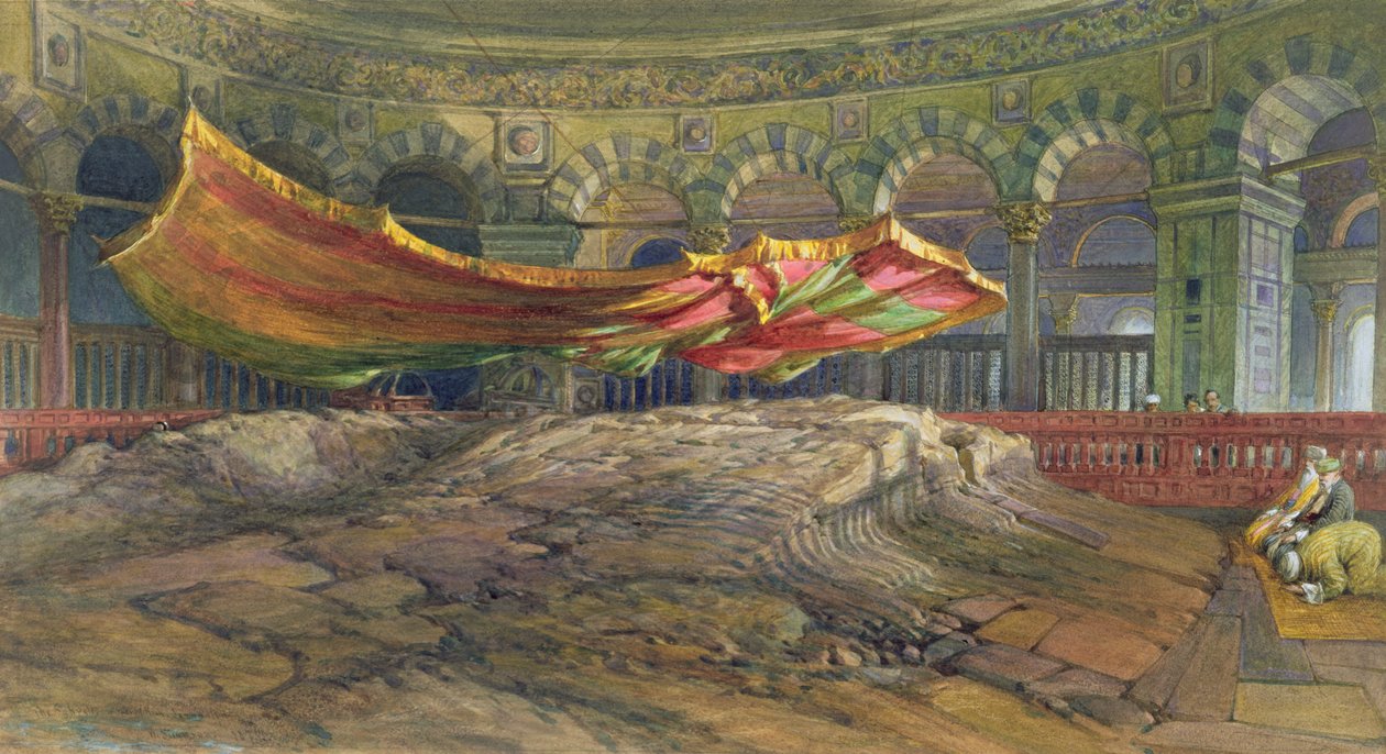 Sakra nebo posvátná skála, Jeruzalém, 1876 (wc) od William Crimea Simpson
