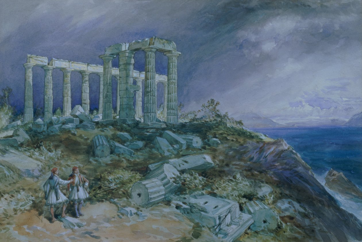 Poseidonův chrám, Sunium, 1877 od William Crimea Simpson