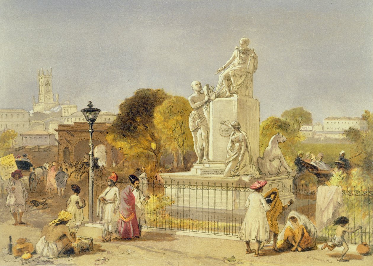 The Wellesley Monument, Bombay, 1863 (chromolitho) od William Crimea Simpson