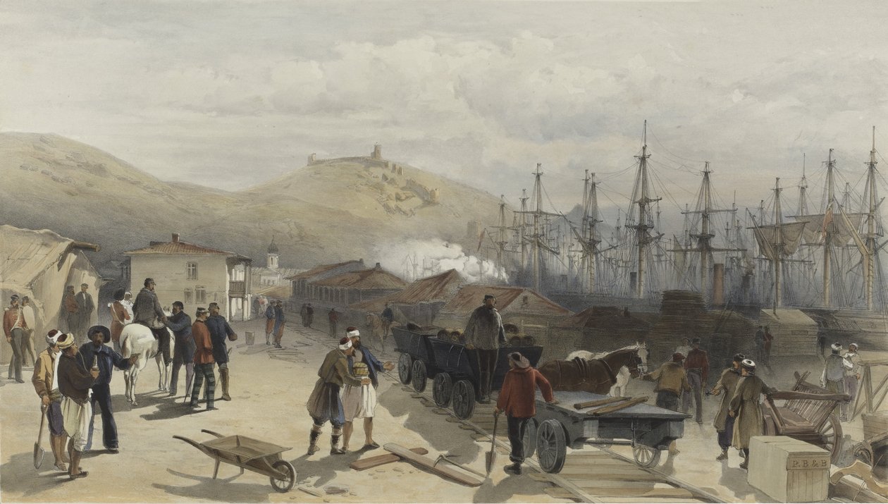 Železnice v Balaklavě při pohledu na jih, 1855 od William Crimea Simpson