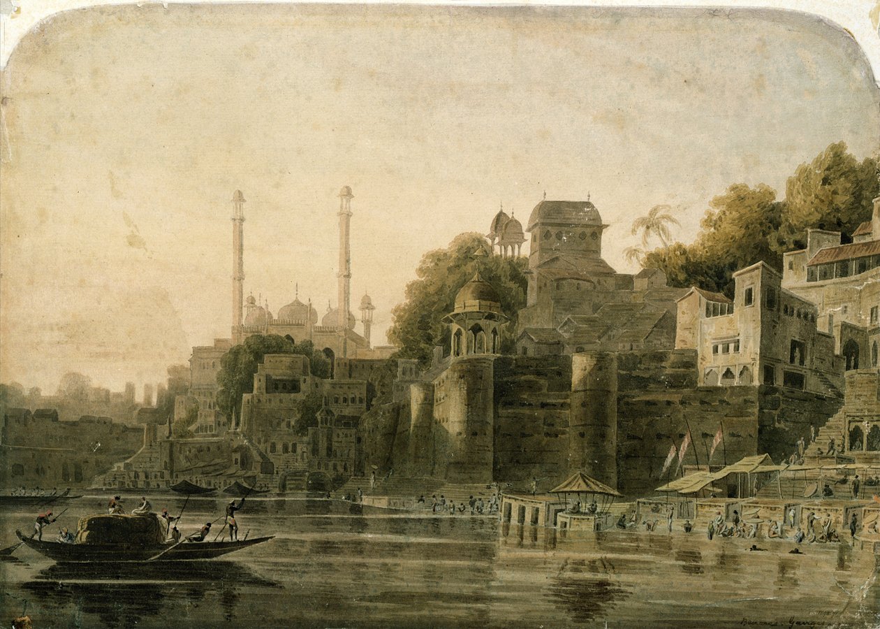 Scéna koupání v Ghat na Ganze od William Daniell