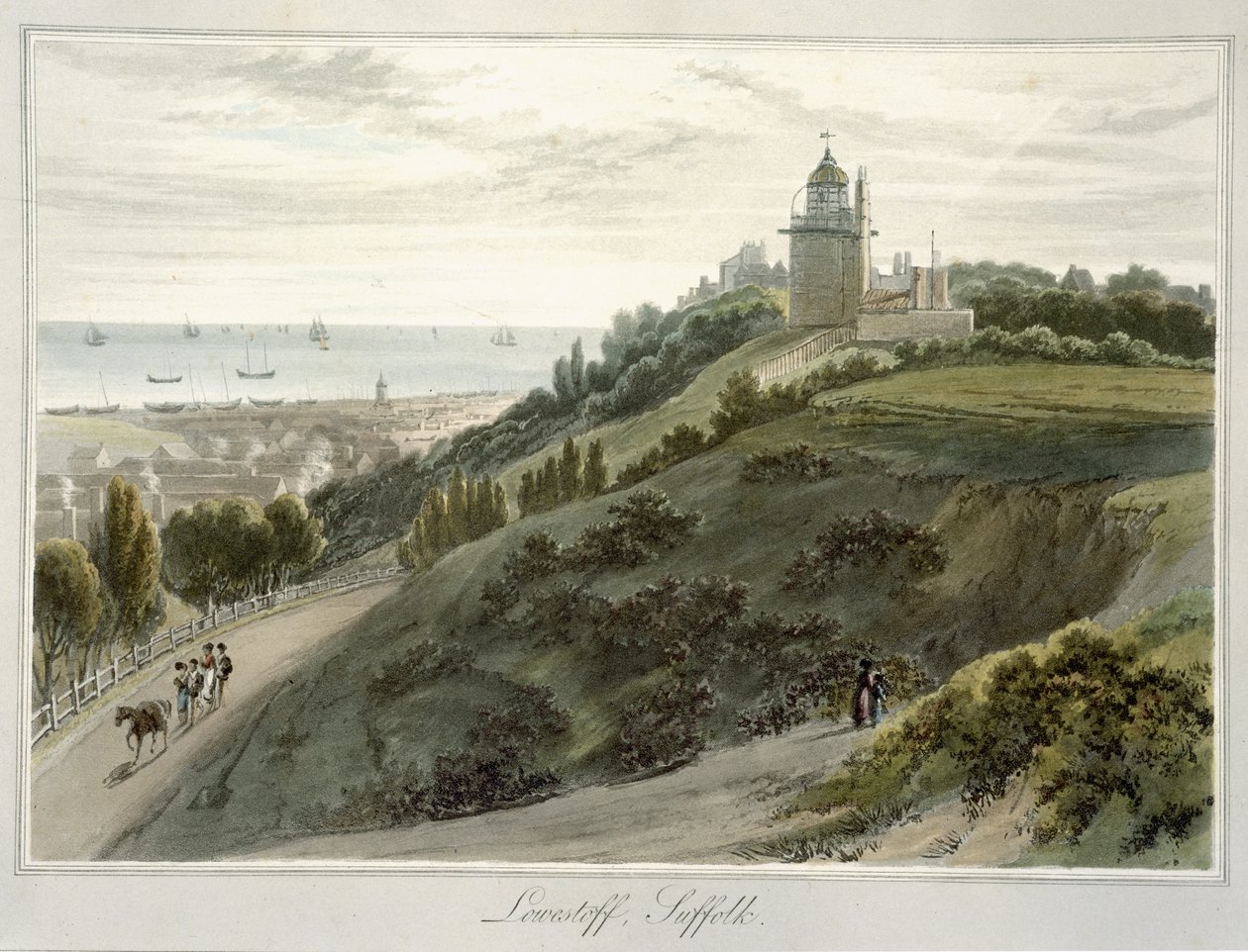 Lowestoft, Suffolk, z „Cesta kolem Velké Británie uskutečněná mezi lety 1814 a 1825“ (akvatinta) od William Daniell