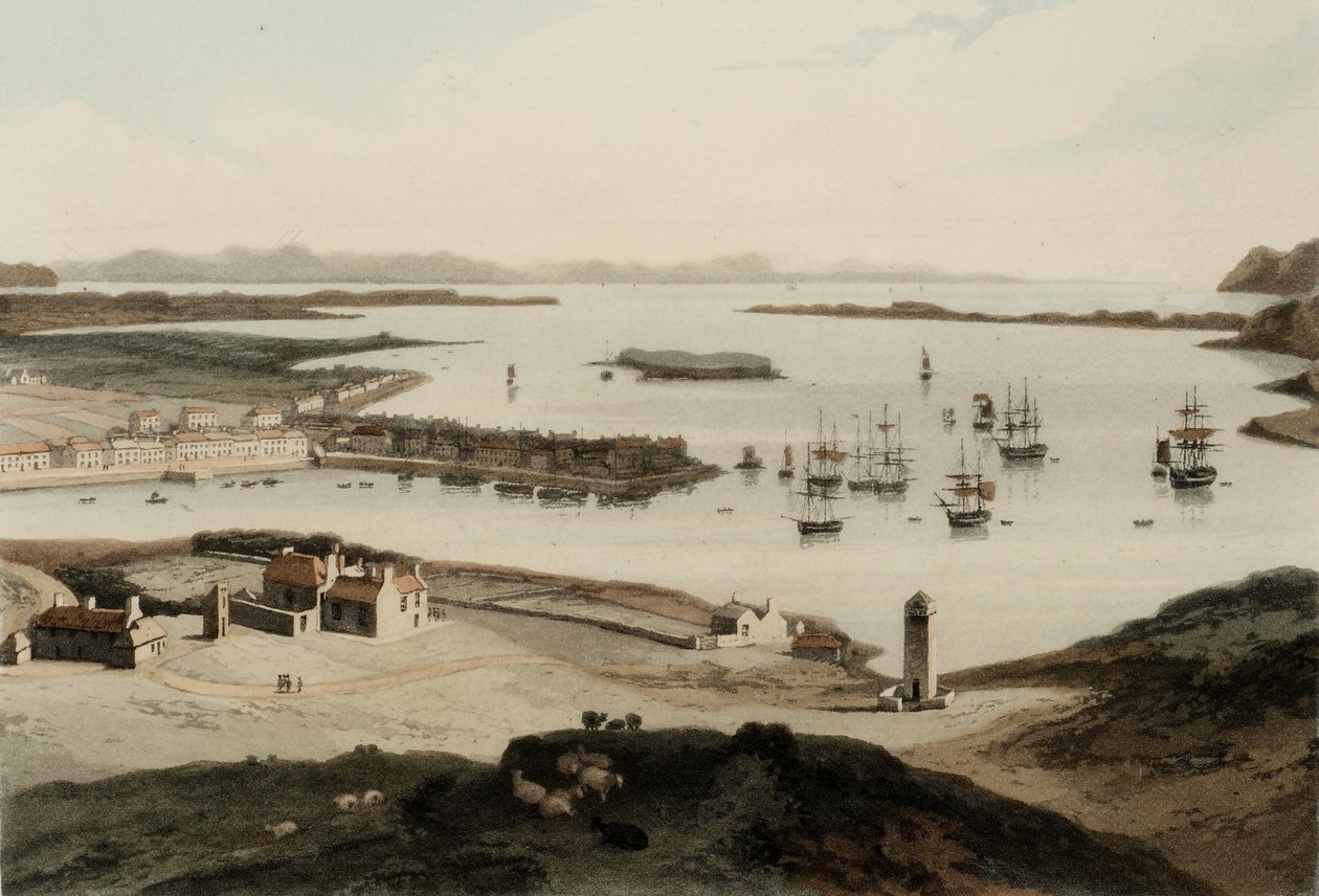 Stornaway na ostrově Lewis, vydáno v roce 1819 od William Daniell