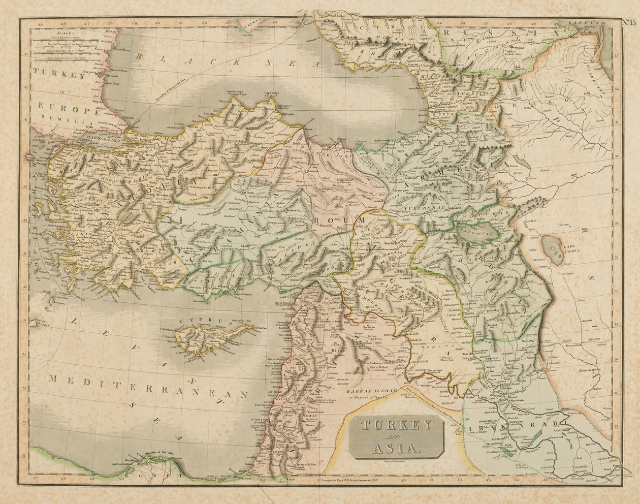 Turecko v Asii (ručně kolorovaná rytina) od William Dassauville