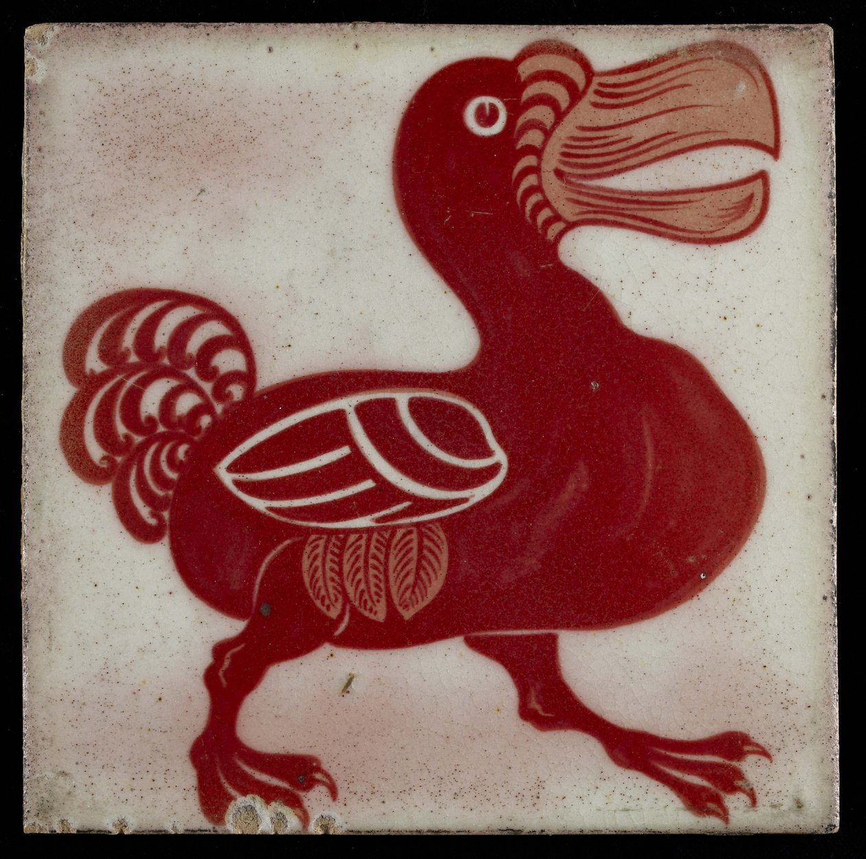 Dlaždice s Dodo, 1882-1888 (červené a bílé lustreware) od William de Morgan