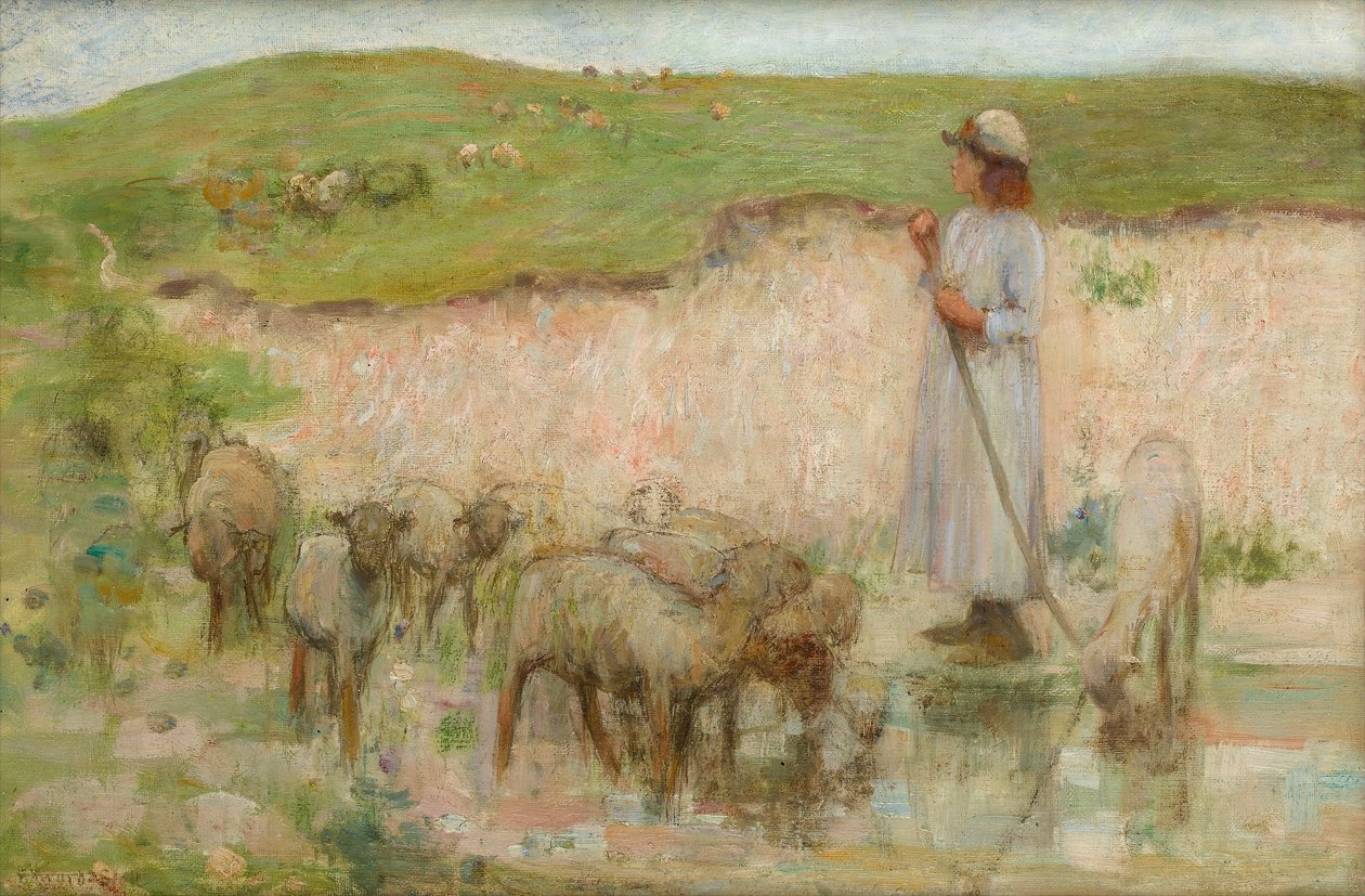 Studie pro Sheep Pool na South Downs od William Edward Stott