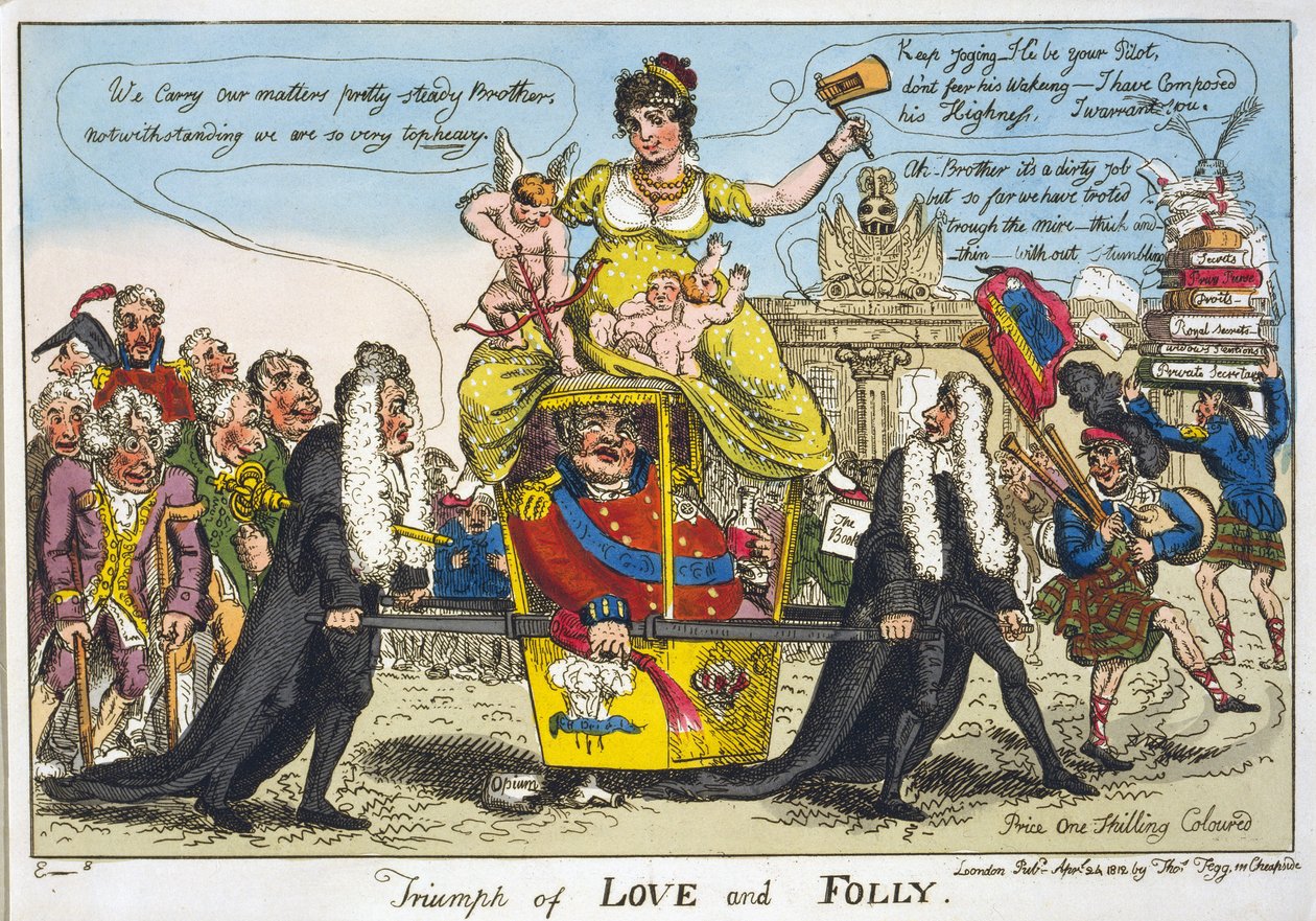 Triumph of Love and Folly, hospoda. 1812 (ručně kolorovaná rytina) od William Elmes