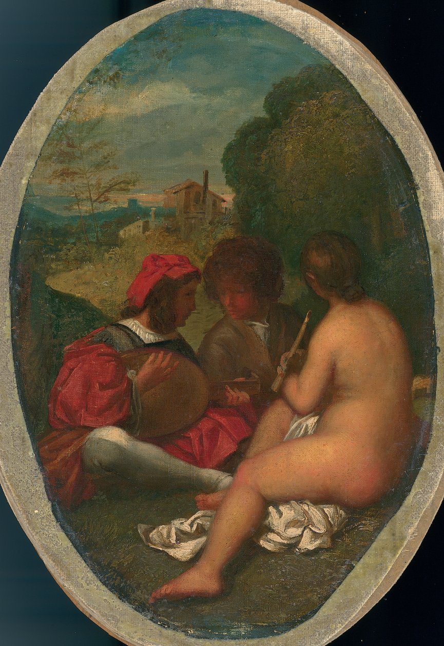 Le Concert Champetre, podle Tiziana (olej na plátně položeném na palubě) (viz také 288056) od William Etty