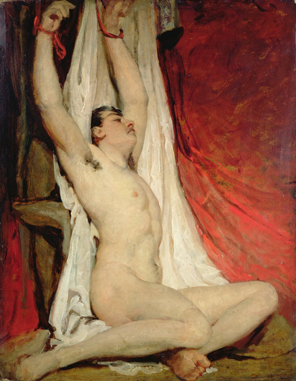 Mužský akt s rukama nataženýma vzhůru od William Etty