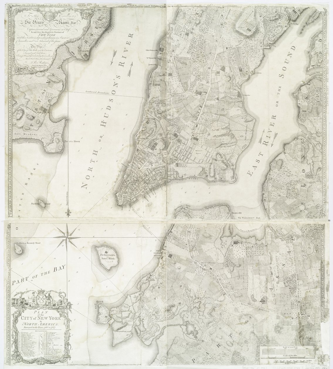 Plán města New York v Severní Americe zkoumaný v letech 1766 a 1767 publikovaný ve Faden