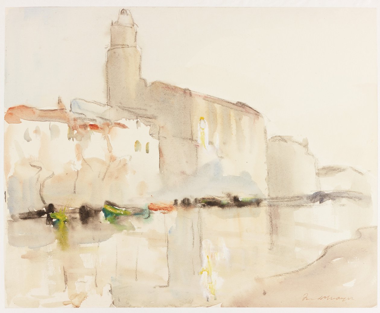 Martigues (bc, dřevěné uhlí a wc na papíře) od William Frederick Mayor