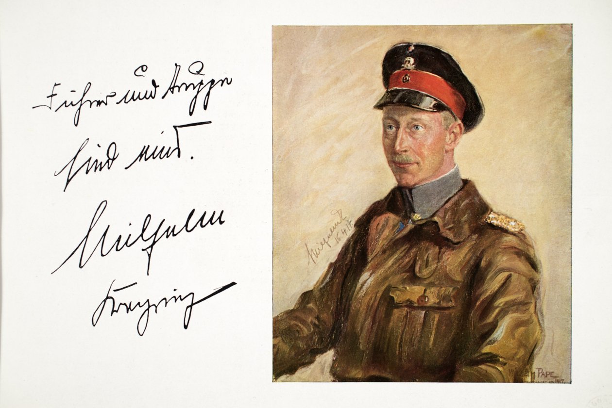 William, korunní princ Německa v armádní uniformě, hospoda. 16. dubna 1917 (barevná litografie) od William Friedrich Georg Pape