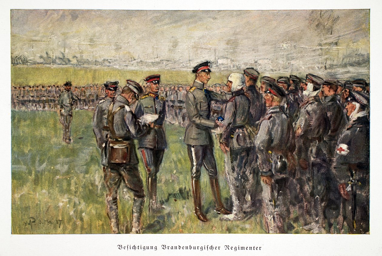 William, korunní princ Německa, návštěva zraněných vojáků v poli, hospoda. 3. Marie 1917 od William Friedrich Georg Pape
