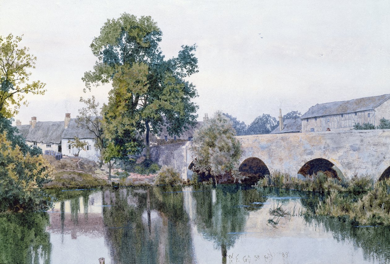 Kamenný most do vesnice, 1889 (wc na papíře) od William Garden Fraser