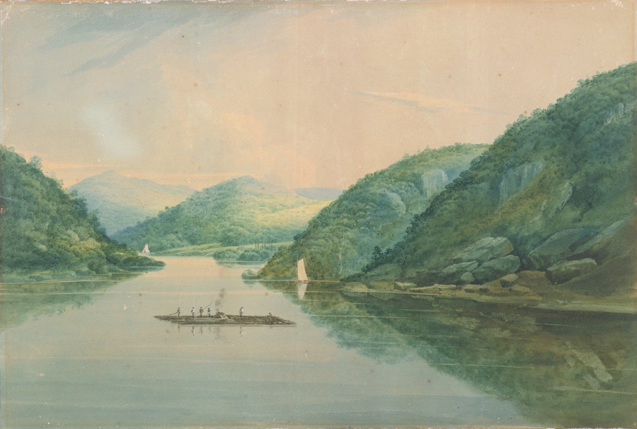 Pohled poblíž Fort Montgomery, New York, 1820 (wc a grafit na papíře) od William Guy Wall