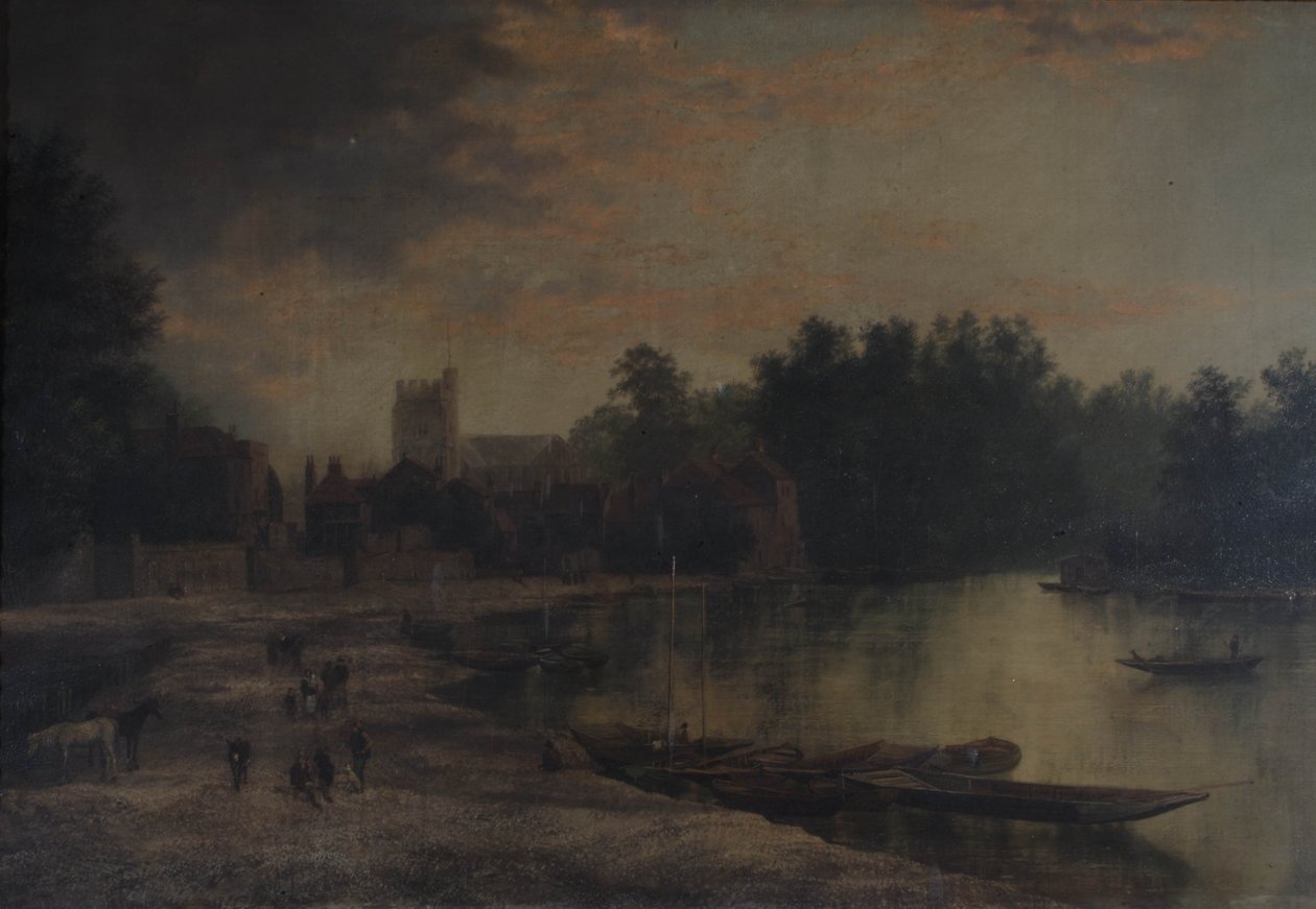 Farní kostel Twickenham a ostrov Eel Pie, 1821 od William Hardurcke