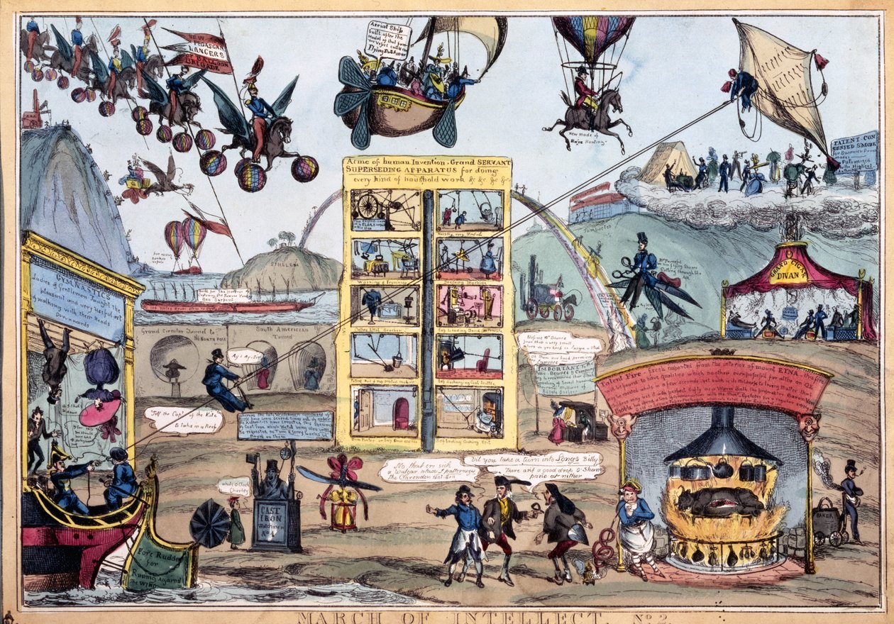 March of Intellect No.2, publikoval Thomas McLean, kolem roku 1827 (barevný lept) od William Heath