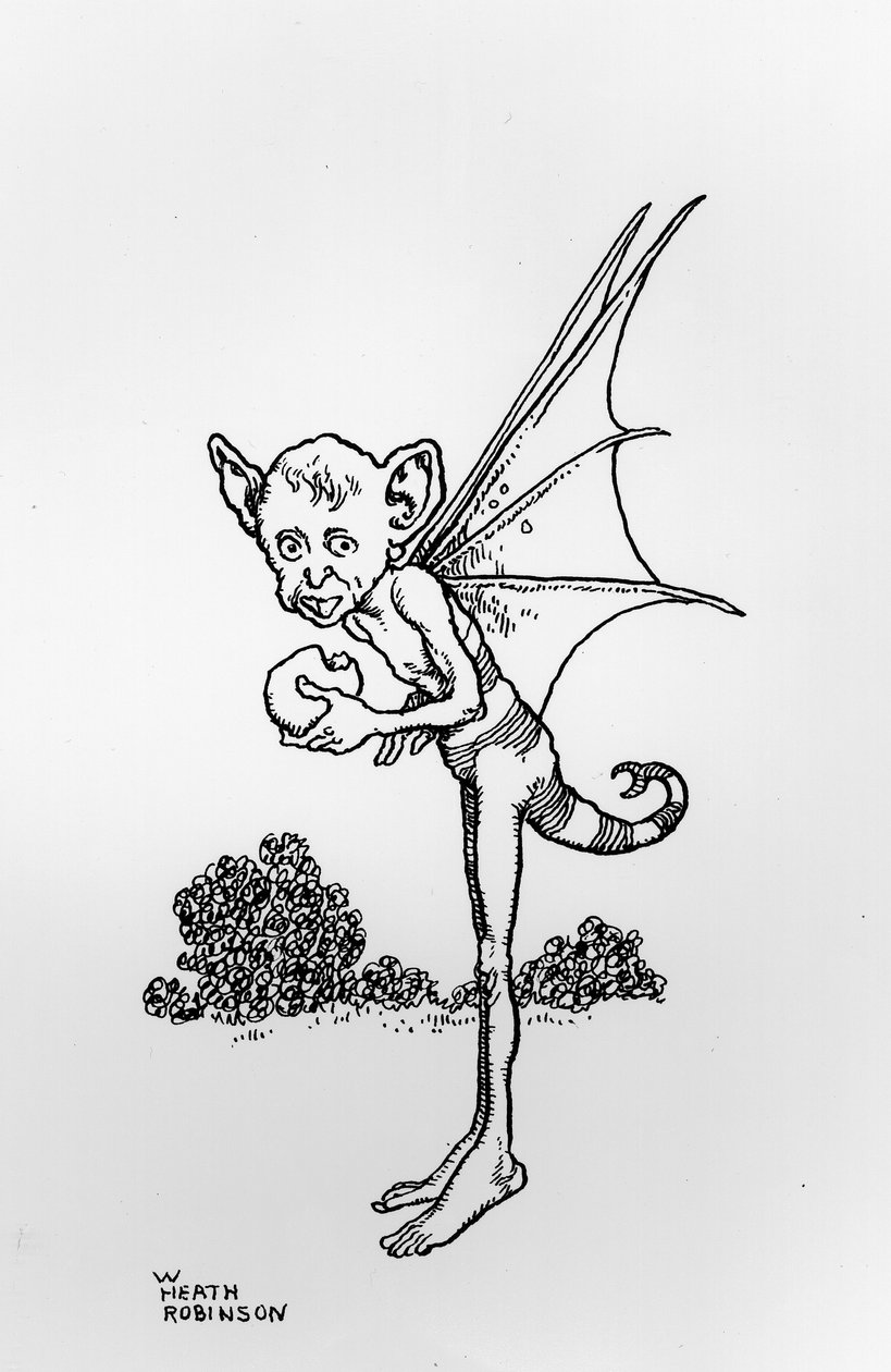 A Fairy Eating an Apple, ilustrace ze Sen noci svatojánské od Williama Shakespeara, hospoda. od Constable & Co Ltd, 1914 od William Heath Robinson