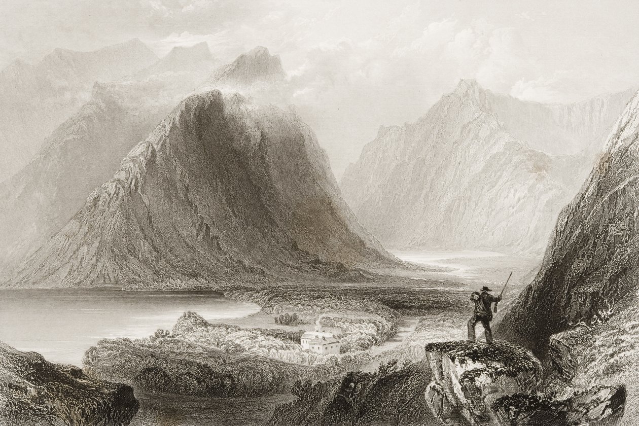 Delphi Lodge, County Mayo, Irsko, z „Scenery and Antiquities of Ireland“ od George Virtue, 1860 od William Henry Bartlett