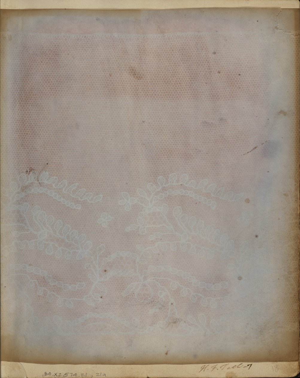Fotogenická kresba fragmentu krajky. od William Henry Fox Talbot