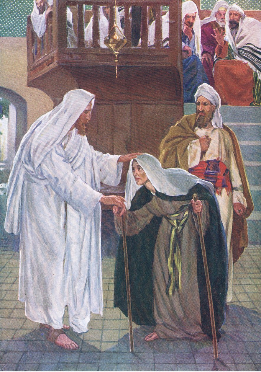 Uzdraven v den sabatu z The Bible Picture Book vydané Thomasem Nelsonem kolem roku 1950 od William Henry Margetson