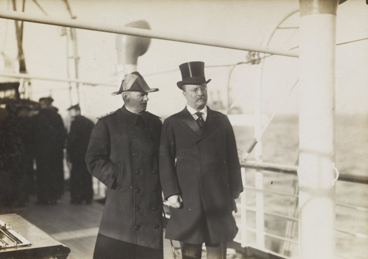 Prezident Roosevelt a admirál Evans na Mayflower, kolem roku 1908 od William Herman Rau