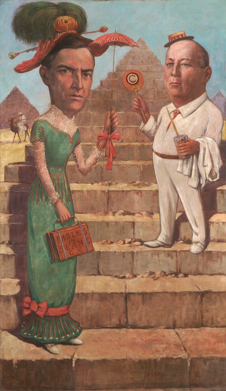 Karikatura George Ade a Orson Collins Wells, 1912 9olej na plátně) od William Herman Schmedtgen