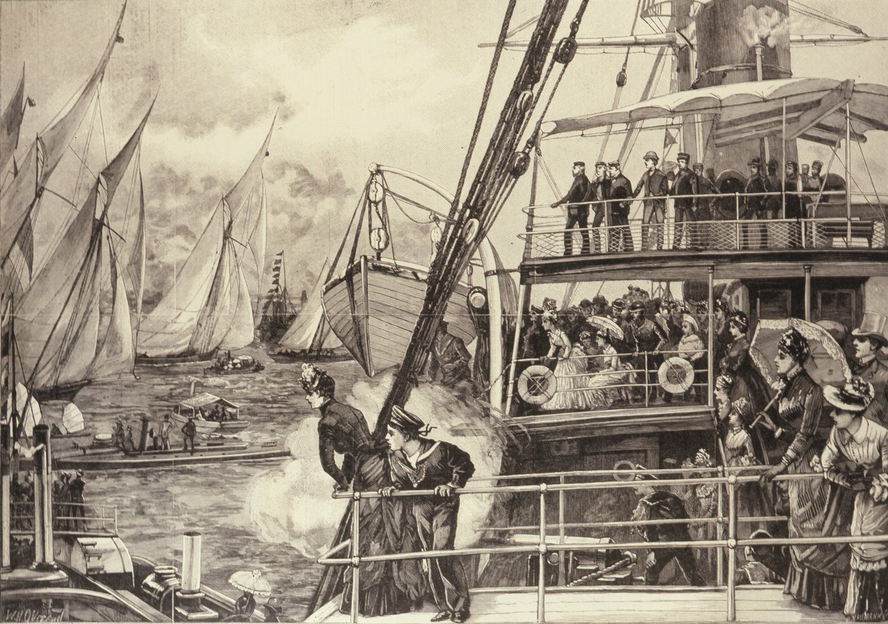 Princ z Walesu startuje jubilejní závod jachet, z The Illustrated London News, 25. června 1887 od William Heysham after Overend