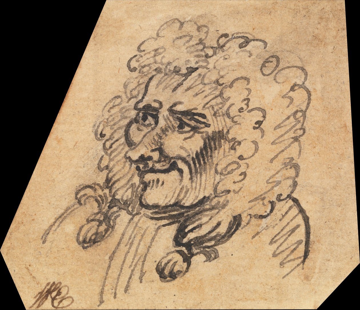 Groteskní mužská hlava od William Hogarth