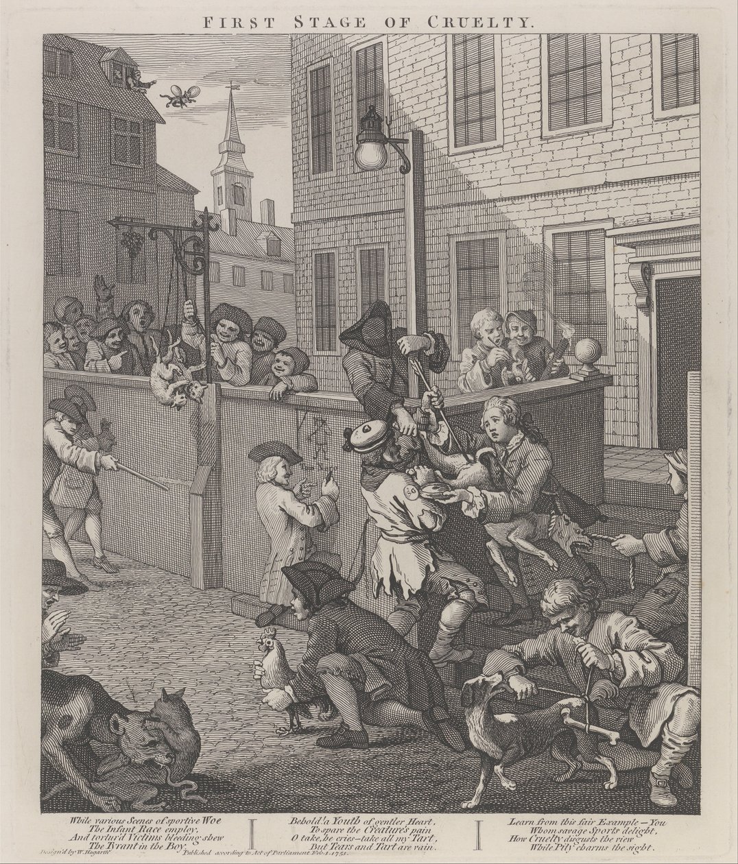 První fáze krutosti- děti mučí zvířata od William Hogarth