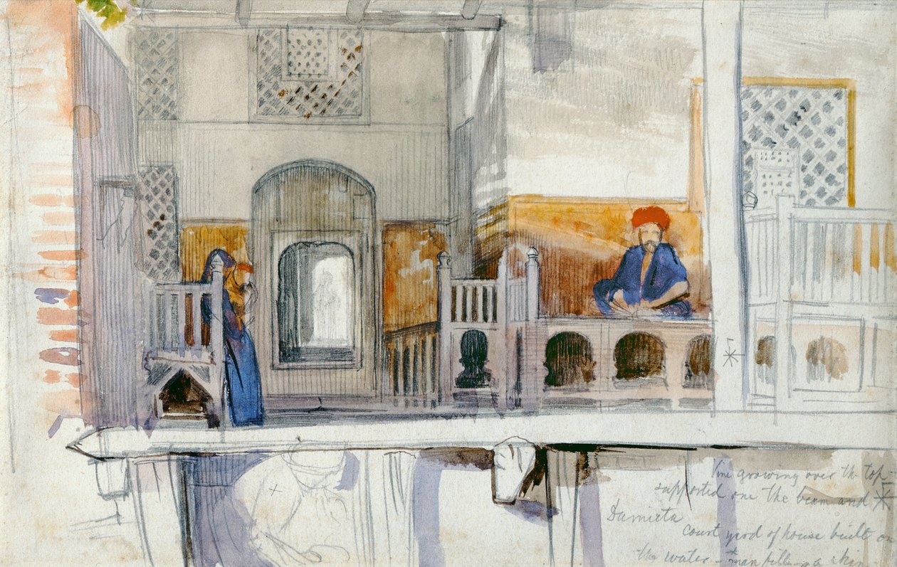 Nádvoří domu v Damietta postavené nad vodou (wc nad tužkou) od William Holman Hunt