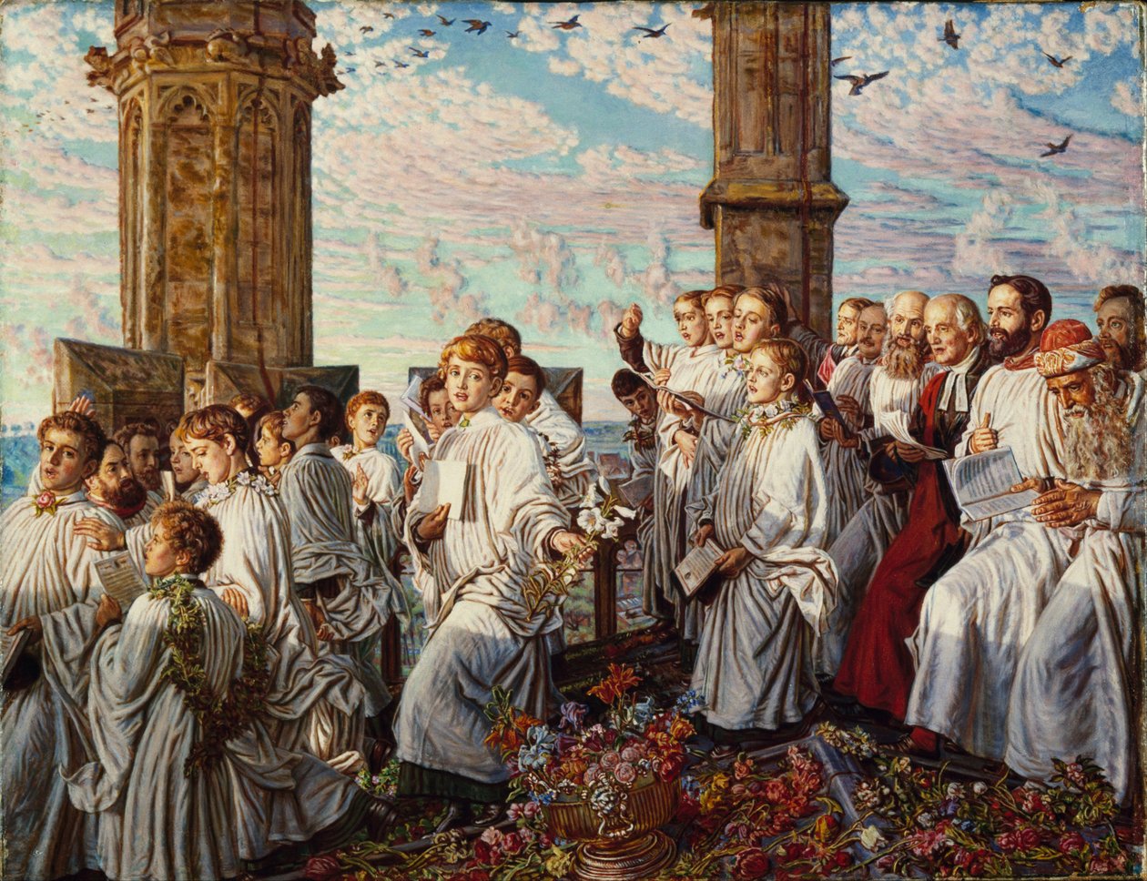 Květnové ráno na Magdalen College v Oxfordu, Ancient Annual Ceremony od William Holman Hunt