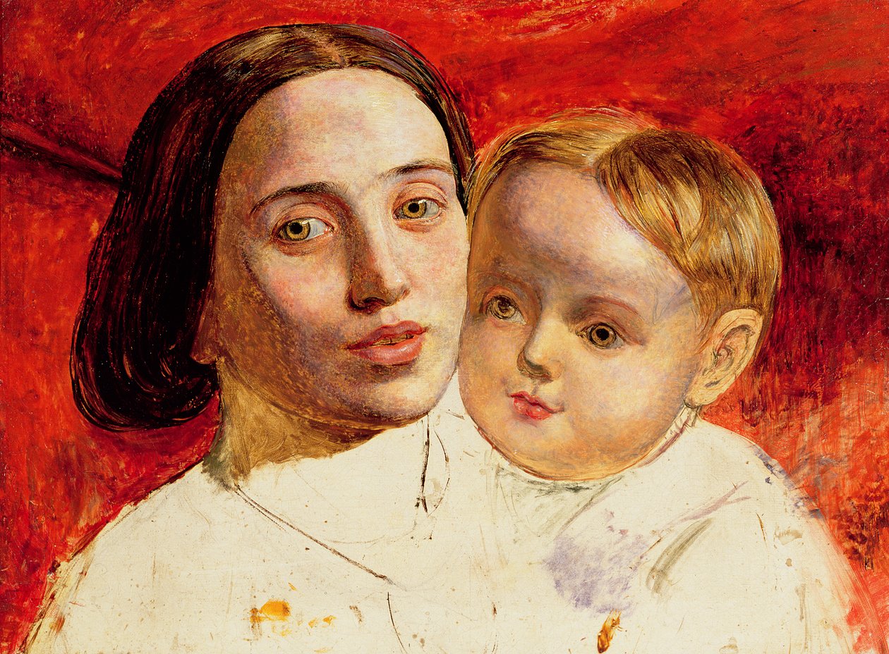 Sestra Artists, paní Sarah Wilson a její dítě od William Holman Hunt