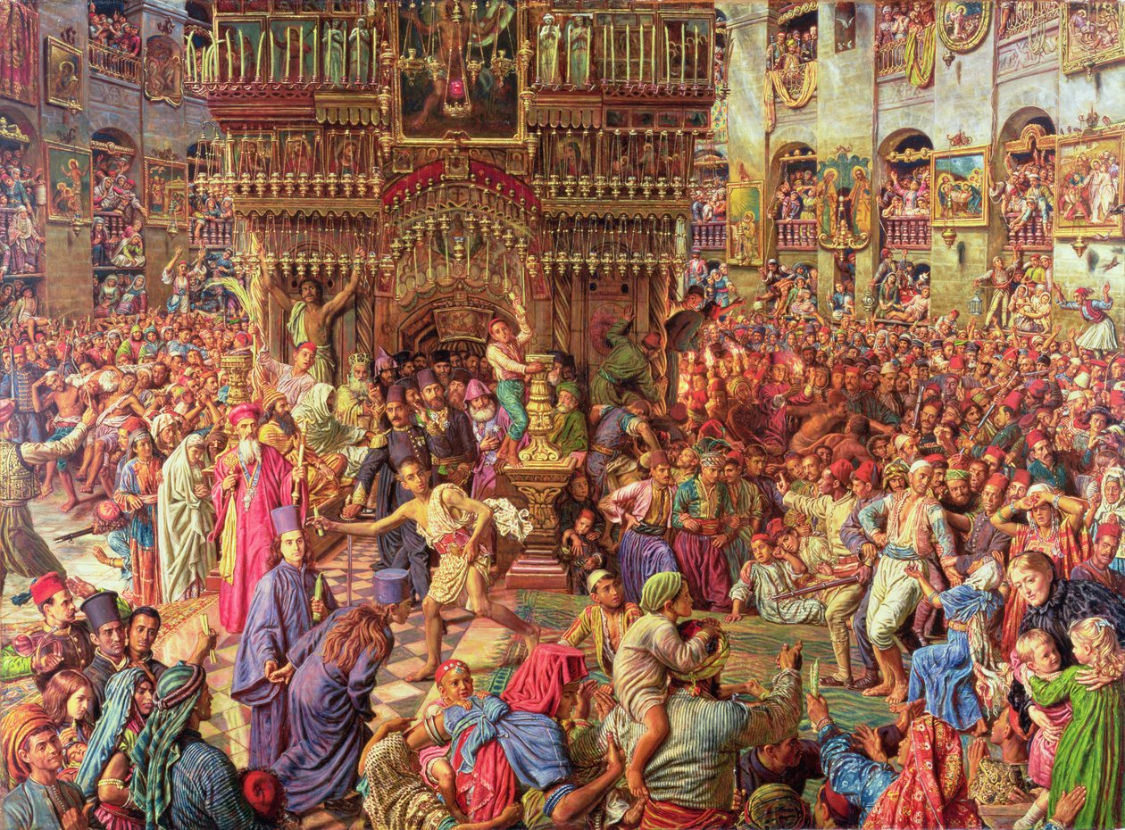 The Miracle of the Sacred Fire, Church of the Holy Sepulcher v Jeruzalémě, 1892-99 (olej a pryskyřice na plátně) od William Holman Hunt