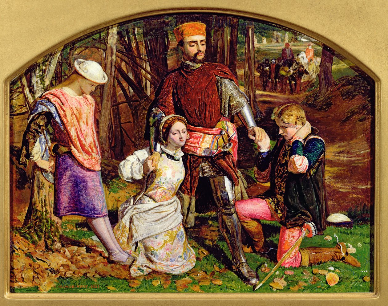 Valentine zachraňující Silvii z Protea, 1851 (viz 104475) od William Holman Hunt