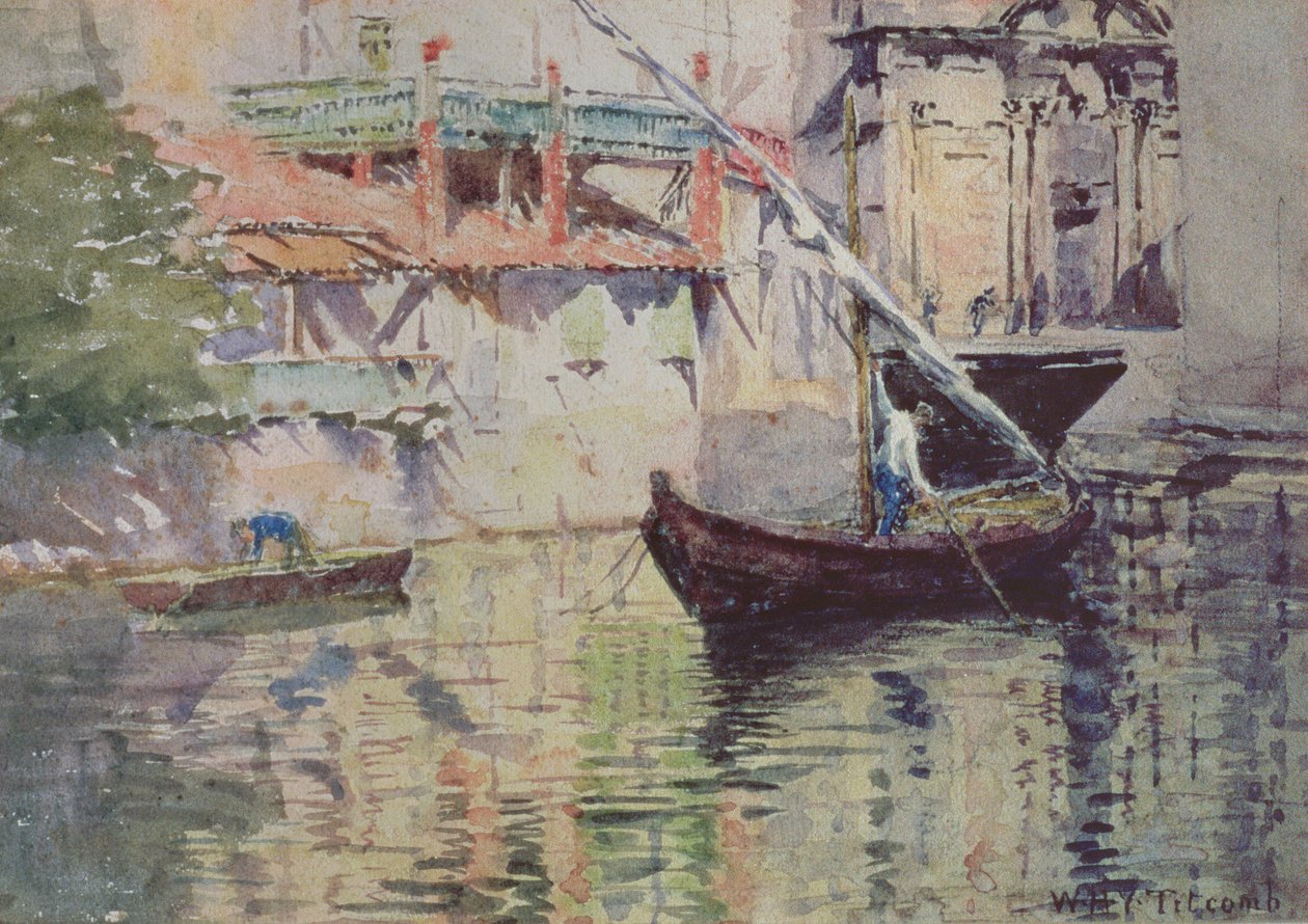 A Side Canal, Benátky (wc na papíře) od William Holt Yates Titcomb