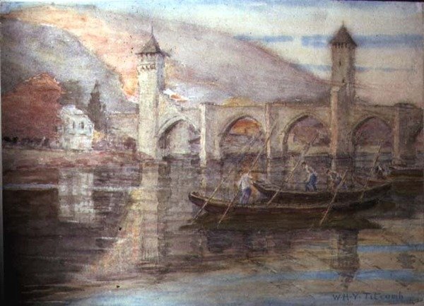 Pont Valentre, Cahors (wc na papíře) od William Holt Yates Titcomb