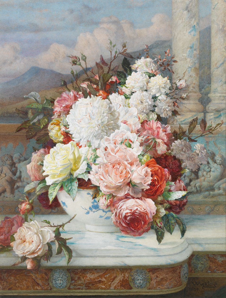 Růže na mramorové římse, 1894 od William Jabez Muckley