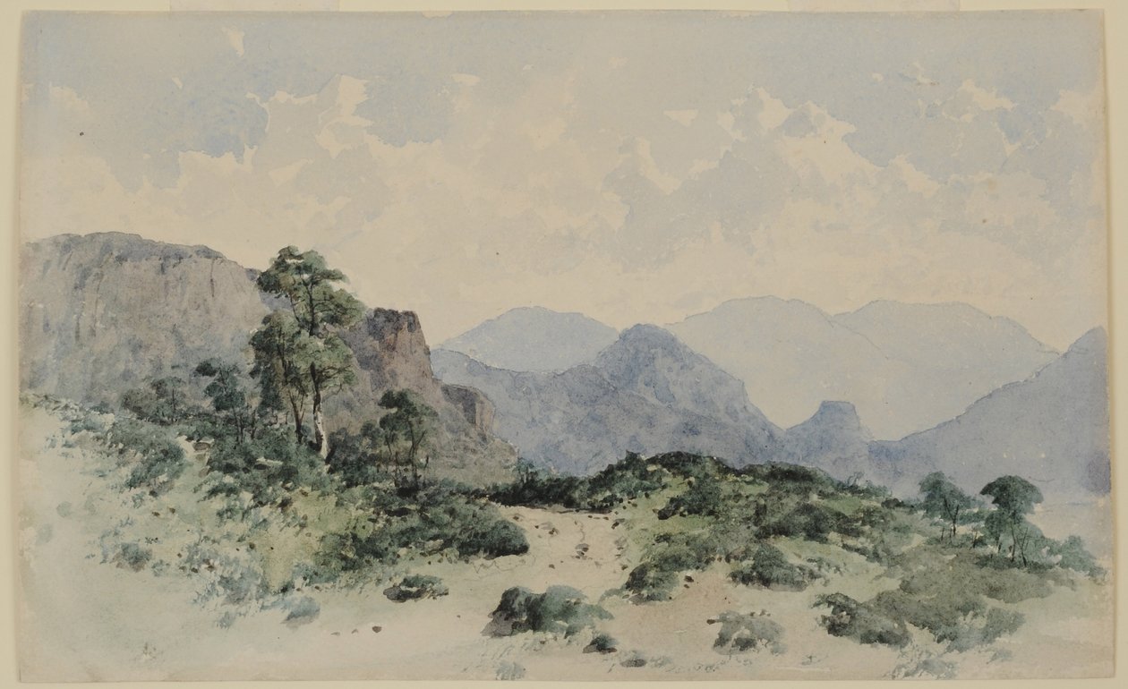 Lake District Fells, Borrowdale, 1840-58 (wc na papíře) od William James Blacklock