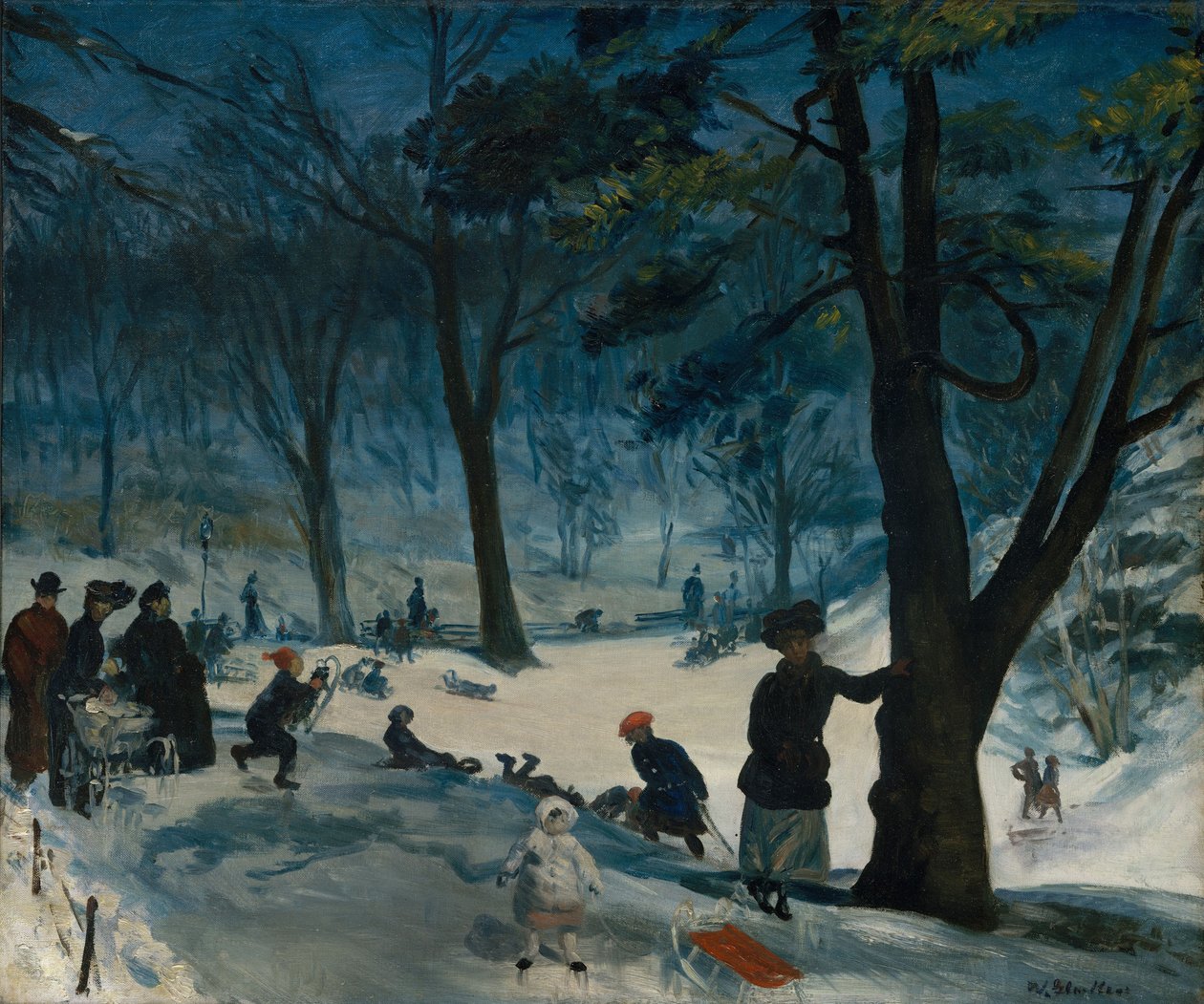 Central Park, zima, kolem roku 1905 od William James Glackens