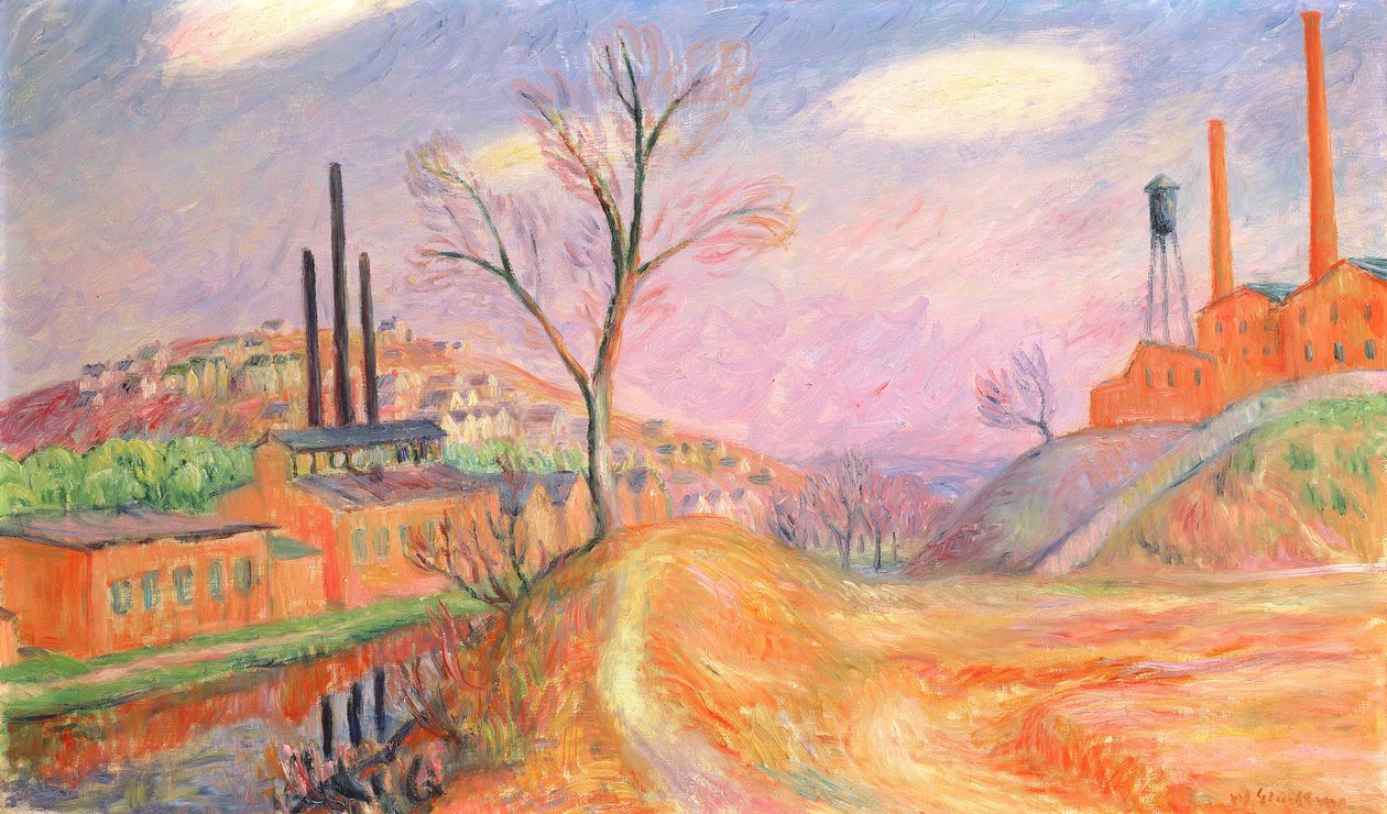 Továrny v krajině od William James Glackens