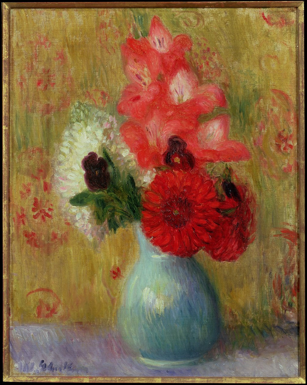 Květinové aranžmá v zelené váze od William James Glackens