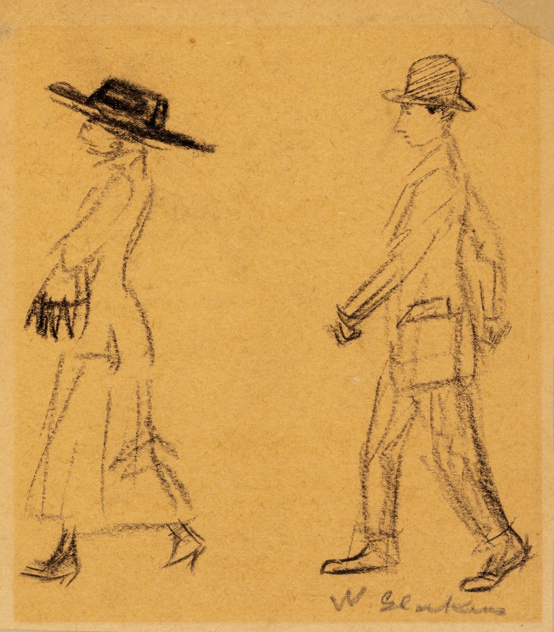 Muž sledující ženu (uhl na papíře) od William James Glackens