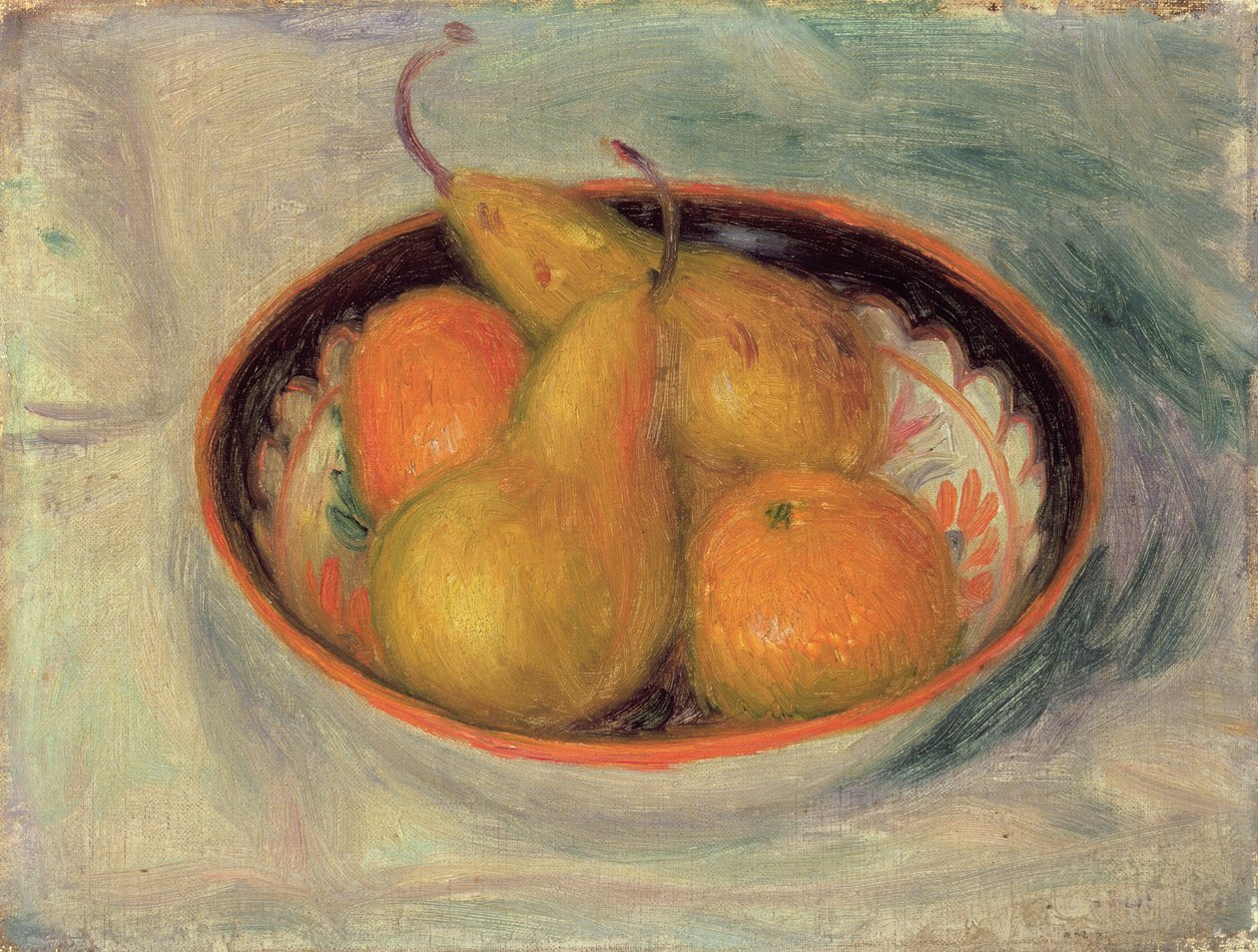 Hrušky a pomeranče v misce, 1915 od William James Glackens