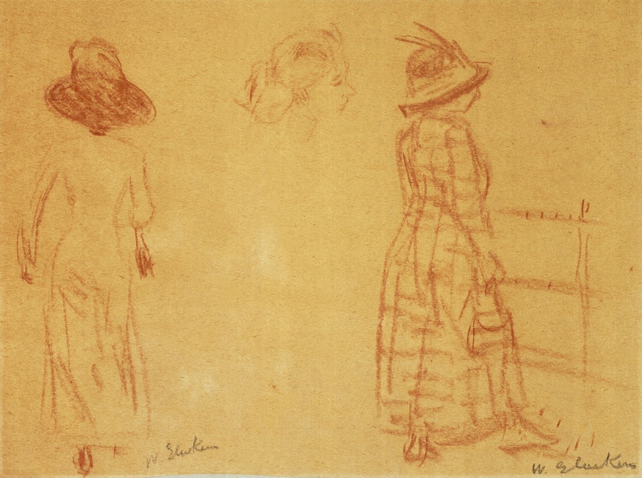 Červená - Dvě ženy a hlava od William James Glackens